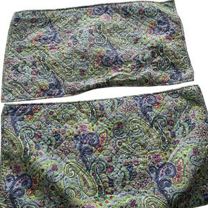 Ralph Lauren Paisley Green Design Pillow Set of 2 Pillow Shams 19x 35